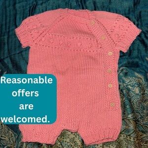 Pink Knit Baby Romper